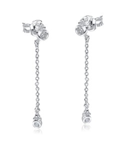 Circle CZ Stone With Chain Drop Earring Stud STS-5549